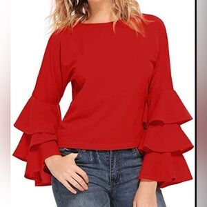 Meraki Scarlet Ruffle Sleeve Blouse